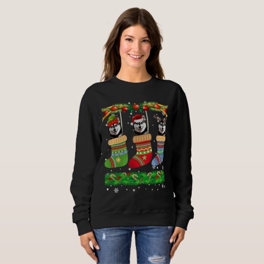 Christmas Pajama Siberian Husky Dog Sweatshirt (Vorne ganz)