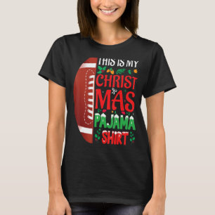 Christmas Pajama Weihnachtsmannmütze USA Football T-Shirt