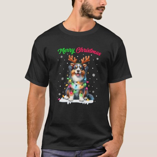 Christmas Pajamas Men Women Kids Australian Shephe T-Shirt (Vorderseite)