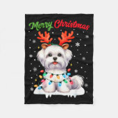Christmas Pajamas Men Women Kids Maltese Dog Chris Fleecedecke (Vorderseite)