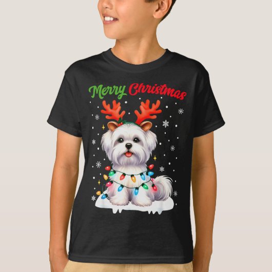 Christmas Pajamas Men Women Kids Maltese Dog Chris T-Shirt (Vorderseite)