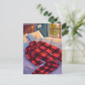 Christmas Pajamas Red Kariert Feiertagspostkarte (Stehend Vorderseite)