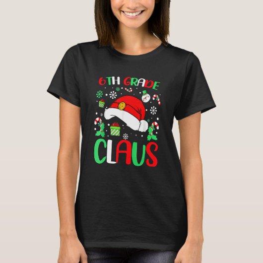 Christmas Pajamas Santa Claus Xmas Shirt, 6th Grad T-Shirt (Vorderseite)