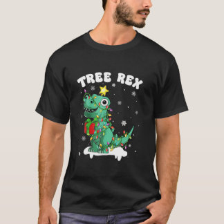 Christmas Pajamas Tree Rex Dinosaur Funny Dino Chr T-Shirt