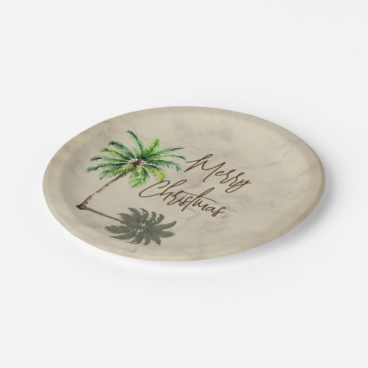 Christmas Palm Elegant Merry Pappteller (Schrägansicht)