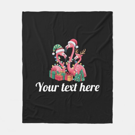 Christmas Palm Flamingo Personalized Xmas Lights  Fleecedecke (Vorderseite)