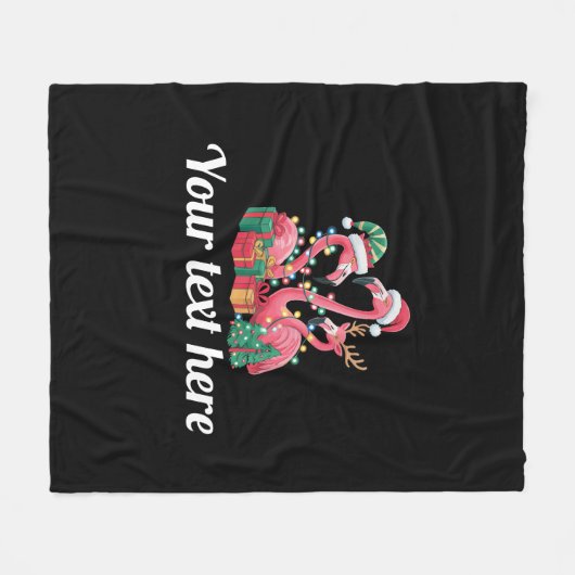Christmas Palm Flamingo Personalized Xmas Lights  Fleecedecke (Vorderseite (Horizontal))