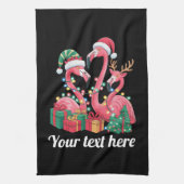 Christmas Palm Flamingo Personalized Xmas Lights  Geschirrtuch (Vertikal)