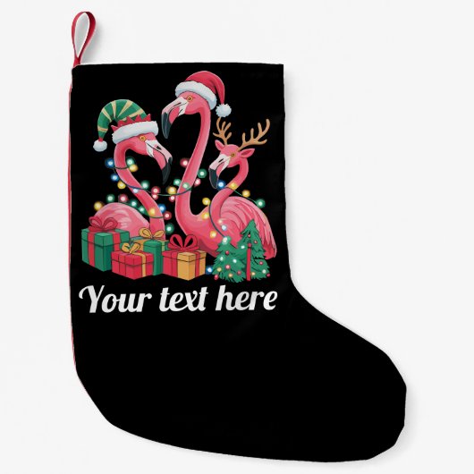 Christmas Palm Flamingo Personalized Xmas Lights Kleiner Weihnachtsstrumpf (Vorderseite)