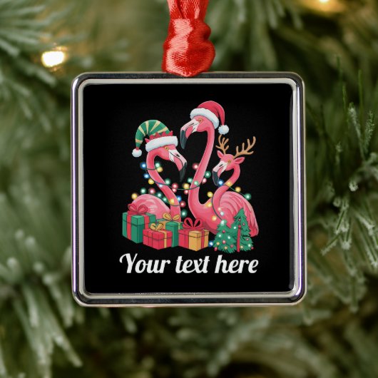 Christmas Palm Flamingo Personalized Xmas Lights Ornament Aus Metall (Baum)