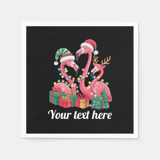 Christmas Palm Flamingo Personalized Xmas Lights  Serviette (Vorderseite)