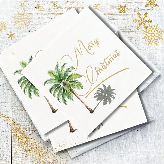 Christmas Palm Gold Elegant Merry Serviette