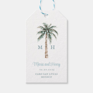 Christmas Palm Tree | Beach Wedding Monogram Geschenkanhänger