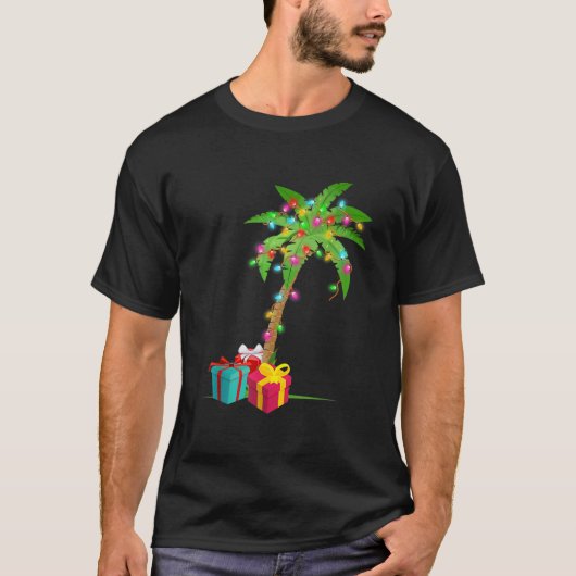 Christmas Palm Tree Coconut Lights Beach Hawaii Xm T-Shirt (Vorderseite)