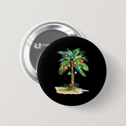 Christmas Palm Tree Light Hawaiian Trocal Xmas Men Button (Vorne & Hinten)