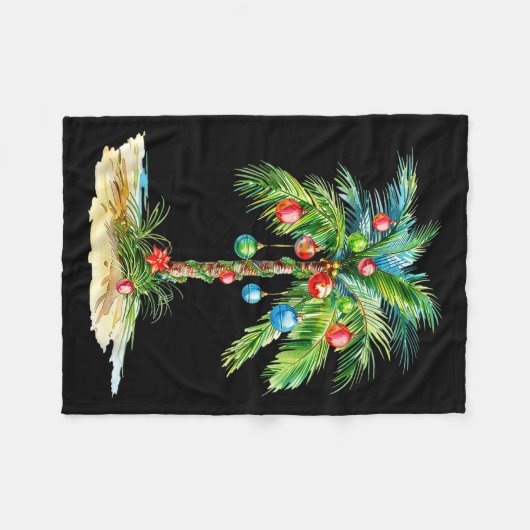 Christmas Palm Tree Light Hawaiian Trocal Xmas Men Fleecedecke (Vorderseite (Horizontal))