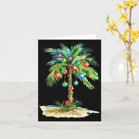 Christmas Palm Tree Light Hawaiian Trocal Xmas Men Karte (Gelbe Blume)