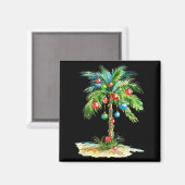 Christmas Palm Tree Light Hawaiian Trocal Xmas Men Magnet (Vorderseite/Rückseite)