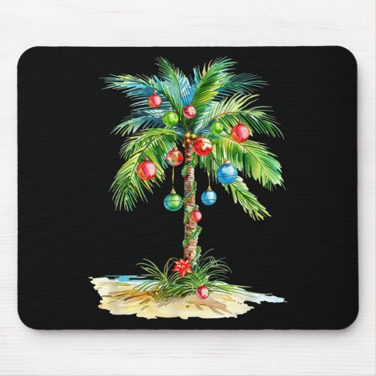 Christmas Palm Tree Light Hawaiian Trocal Xmas Men Mousepad (Vorne)