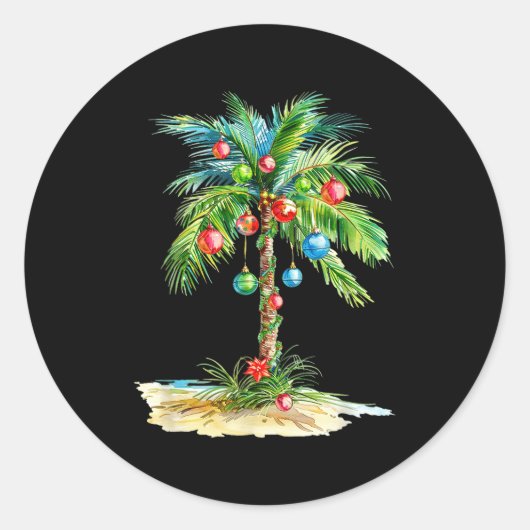 Christmas Palm Tree Light Hawaiian Trocal Xmas Men Runder Aufkleber (Vorderseite)