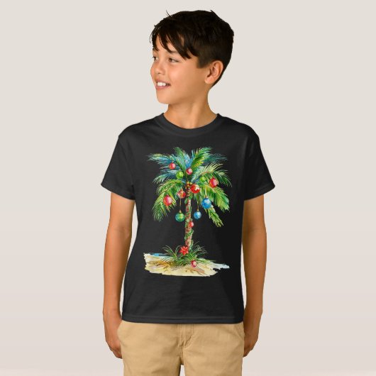 Christmas Palm Tree Light Hawaiian Trocal Xmas Men T-Shirt (Vorne ganz)