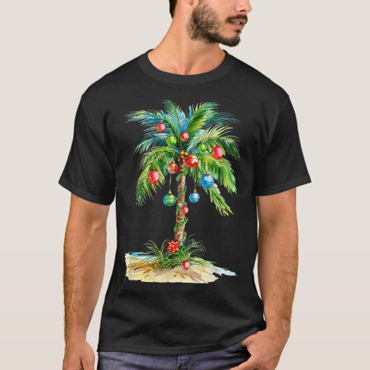 Christmas Palm Tree Light Hawaiian Trocal Xmas Men T-Shirt (Vorderseite)