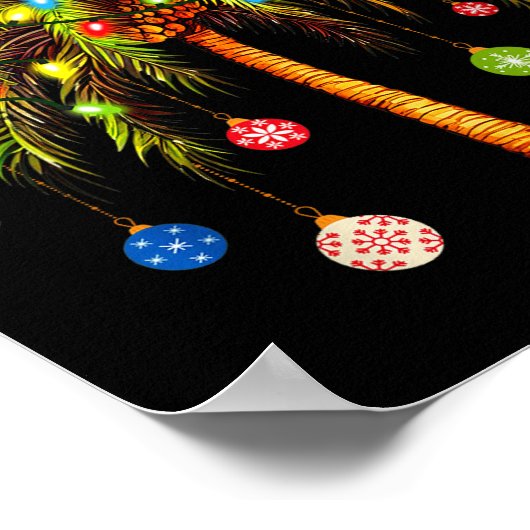 Christmas Palm Tree Light Hawaiian Trocal Xmas  Poster (Ecke)