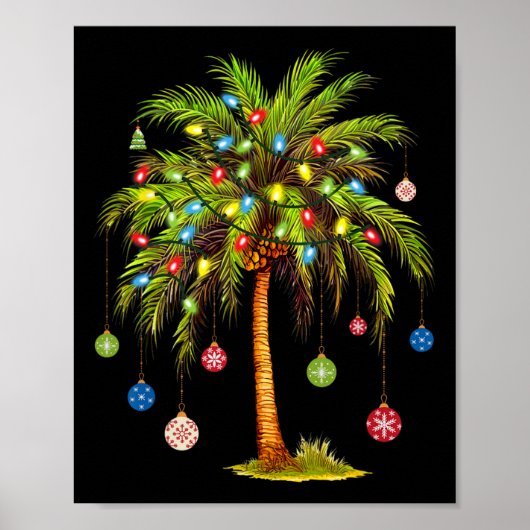 Christmas Palm Tree Light Hawaiian Tropical Xmas 1 Poster (Vorne)