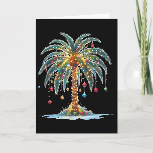 Christmas Palm Tree Light Hawaiian Tropical Xmas 2 Karte (Vorderseite)