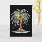 Christmas Palm Tree Light Hawaiian Tropical Xmas 2 Karte (Gelbe Blume)