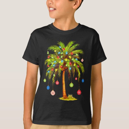 Christmas Palm Tree Light Hawaiian Tropical Xmas T-Shirt (Vorderseite)