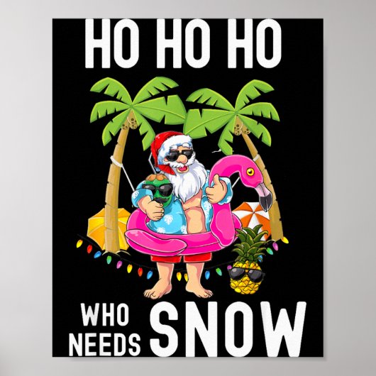 Christmas Palm Tree Santa Surfing Summer Beach Vac Poster (Vorne)