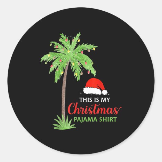 Christmas Palm Tree This Is My Christmas Pajama Xm Runder Aufkleber (Vorderseite)