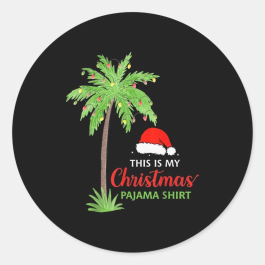 Christmas Palm Tree This Is My Christmas Pajama Xm Runder Aufkleber (Vorderseite)