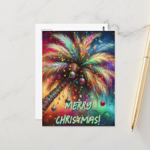 Christmas Palm Tree Tropical Beach Personalisiert Postkarte