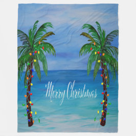 Christmas palm tree tropical Holiday Fleecedecke
