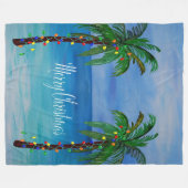 Christmas palm tree tropical Holiday Fleecedecke (Vorderseite (Horizontal))