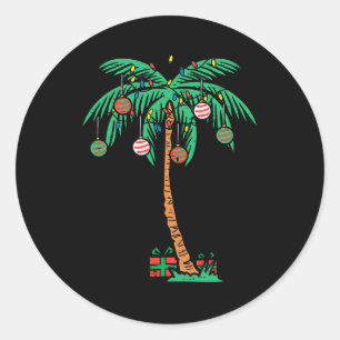 Christmas Palm Xmas Tree Tropical Beach Hawaii Wom Runder Aufkleber