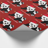 Christmas Panda Bear Custom Red Geschenkpapier (Ecke)
