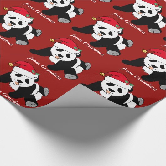 Christmas Panda Bear Custom Red Geschenkpapier (Ecke)
