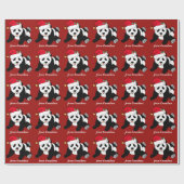 Christmas Panda Bear Custom Red Geschenkpapier (Flach)