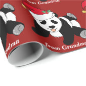 Christmas Panda Bear Custom Red Geschenkpapier (Rolleneckpunkt)