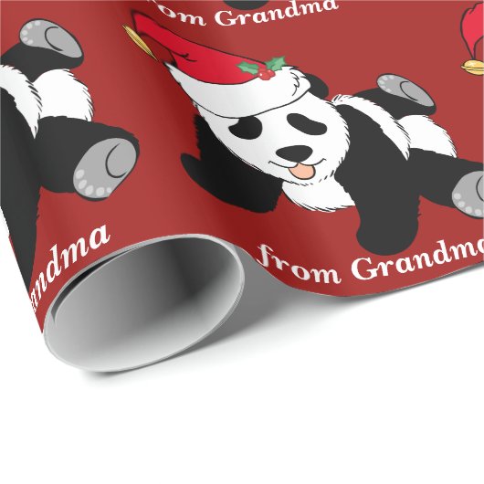 Christmas Panda Bear Custom Red Geschenkpapier (Rolleneckpunkt)
