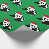 Christmas Panda Bear Green Geschenkpapier (Ecke)