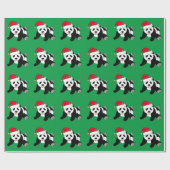 Christmas Panda Bear Green Geschenkpapier (Flach)