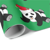 Christmas Panda Bear Green Geschenkpapier (Rolleneckpunkt)