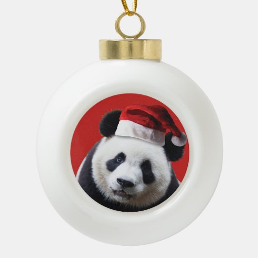 Christmas Panda Bear Keramik Kugel-Ornament (Vorderseite)