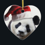 Christmas Panda Bear Keramik Ornament<br><div class="desc">niedlicher Panda-Bär mit Weihnachtsmannmütze</div>