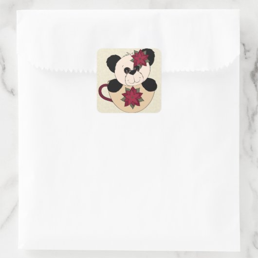 Christmas Panda Bear Quadratischer Aufkleber (Tasche)