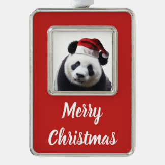 Christmas Panda Bear Rahmen-Ornament Silber